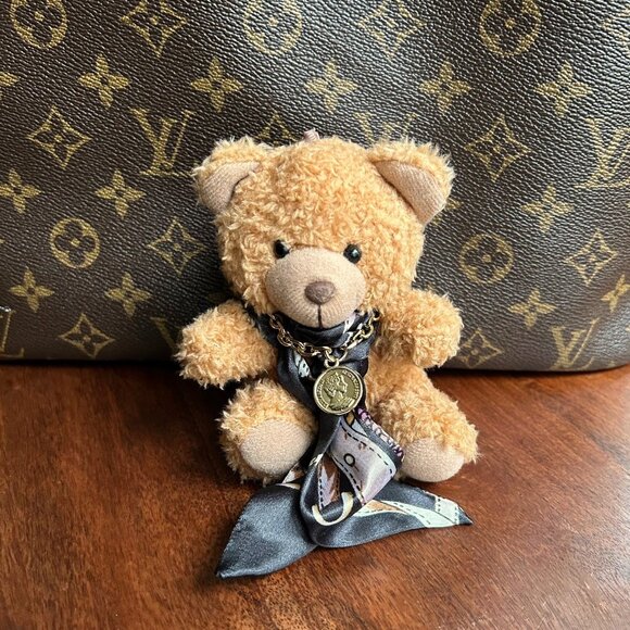 TEDDY BEAR TWILLY SCARF Bag Charm Tan Black🧸 - Picture 2 of 6